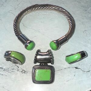 Silver and Carico Lake Turquoise Jewelry Set